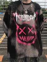 deeptown gothic emo oversized hoodies women hip hop punk anime graphic sweatshirts tie dye top couple clothes high street grunge