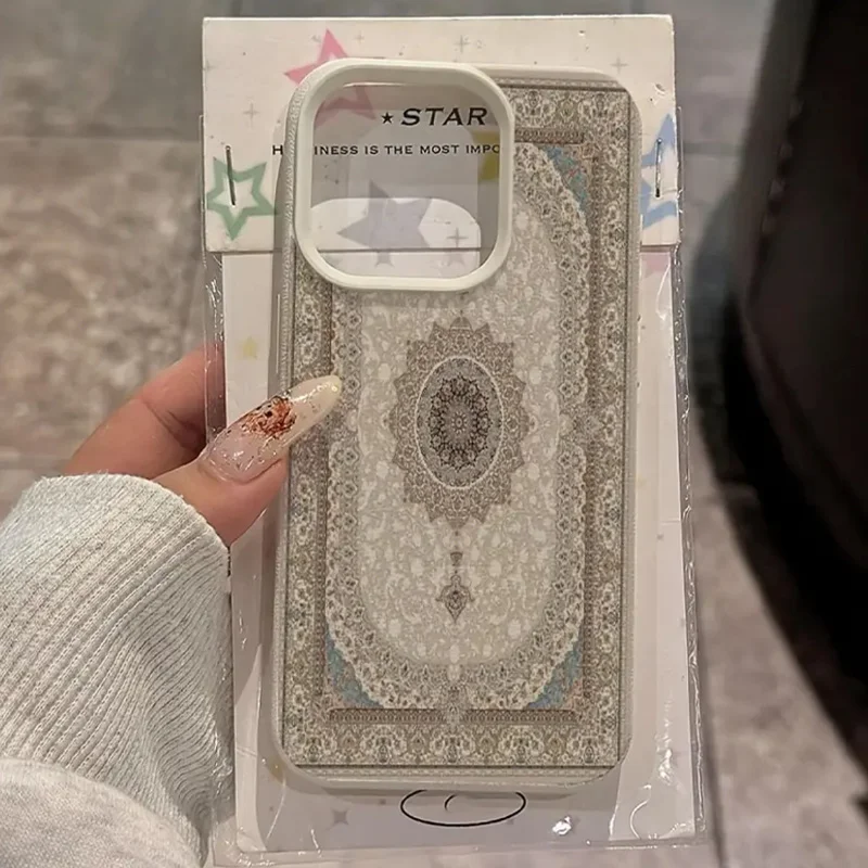 Фото Простой чехол для телефона с узором в виде ковра, подходит для iPhone 17, 16, 15, 14, 13, 12, 11 Pro/Max/Plus, противоударный и защищающий от падений. №2