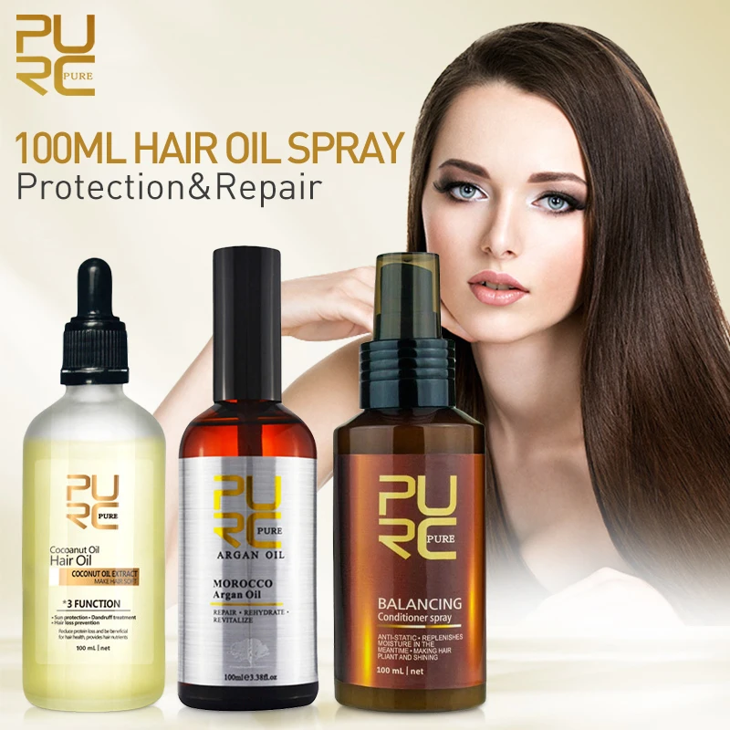 

PURC 100ml Coconut Argan Oil For Hair Balancing Spray Dandruff Hair Loss Prevention Frizz Repair Smooth Hair Treatment For Women