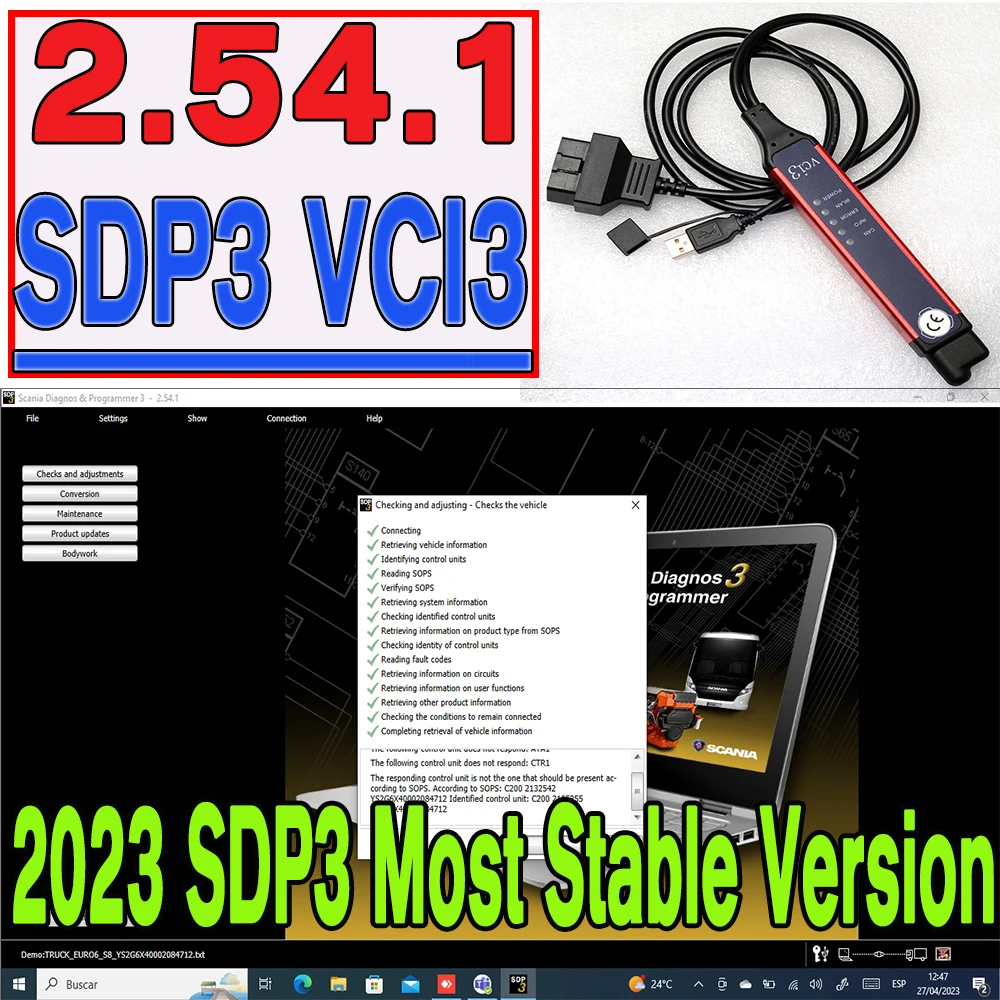 

2023 V2.54.1 VCI3 SDP3 For Scania VCI-3 Trucks OBDII Scanner Original Chip VCI 3 Scan Heavy Duty Diagnostics Update VCI2