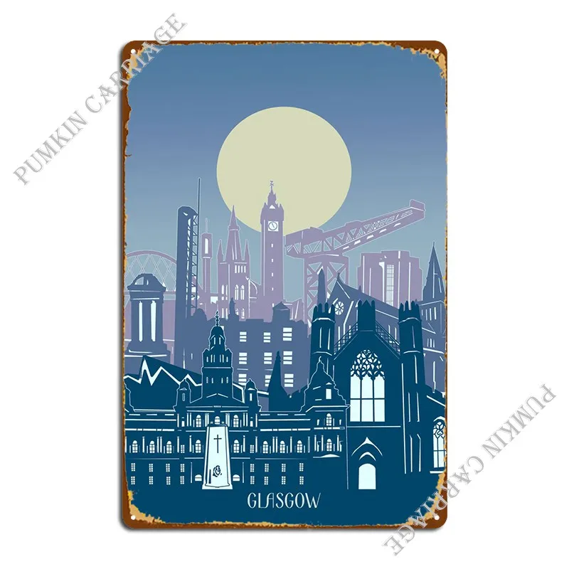 

Glasgow City Minimal 2 Metal Plaque Printing Retro Kitchen Garage Tin Sign Poster