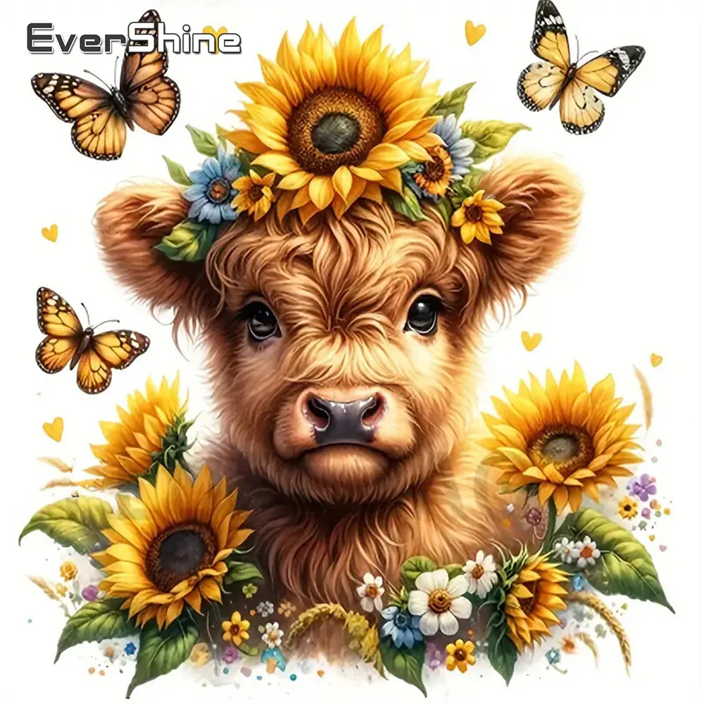 Evershine 5D Полный Круглый Квадратный Набор Для Алмазной Живописи - Корова Животное