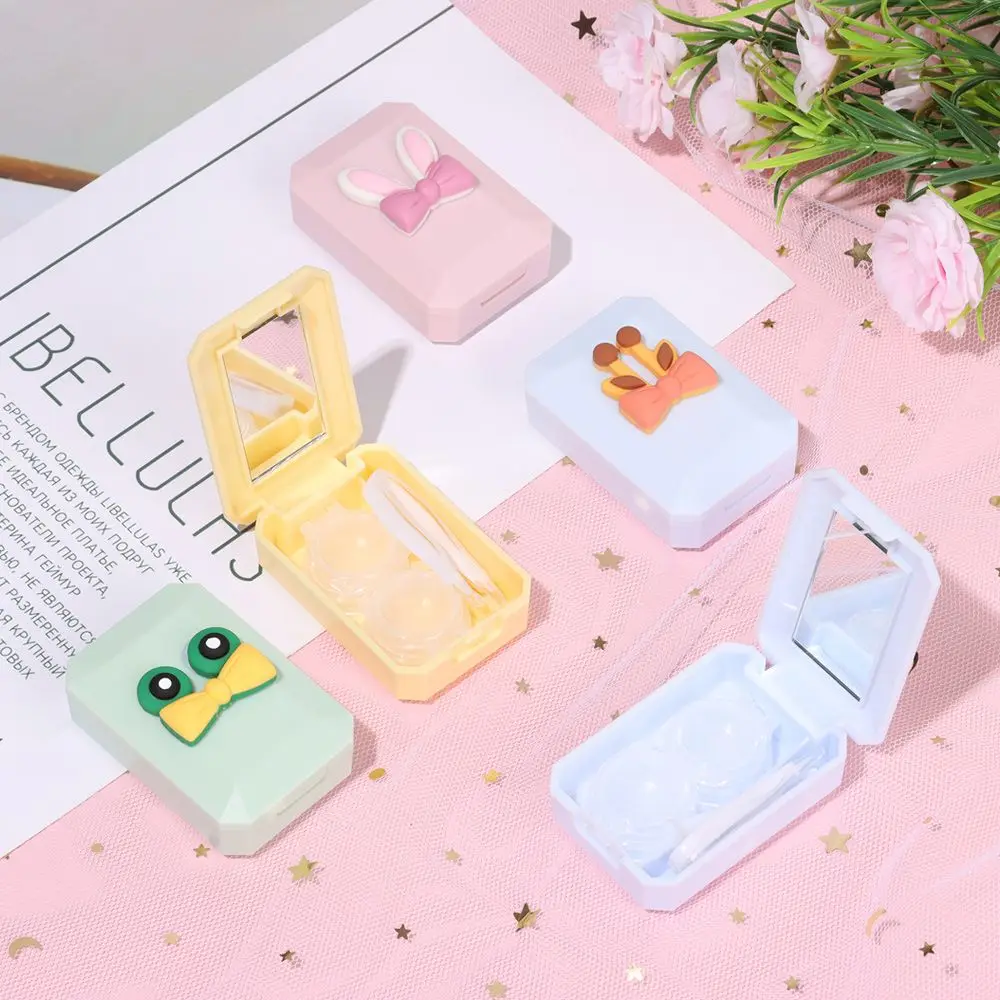 

Cute Fashion Mini Contact Lens Cases With Mirror Kit Portable Travel Contact Lenses Storage Box Container