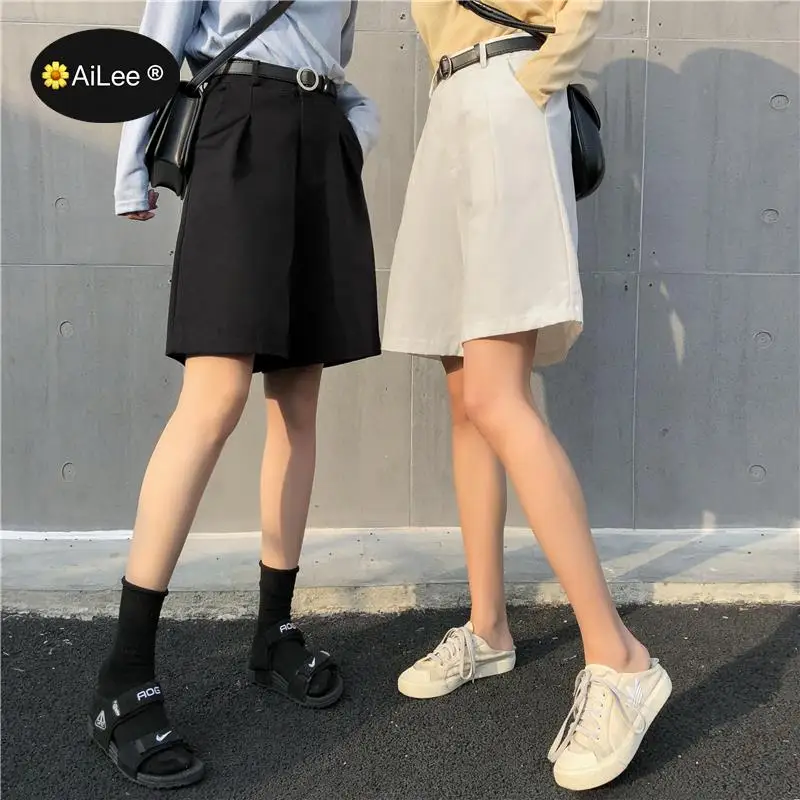 Pockets Cargo Shorts Women Summer Loose Straight Casual ShortPants High Waist Handsome Tide Sports Knee Length Half Long Shorts