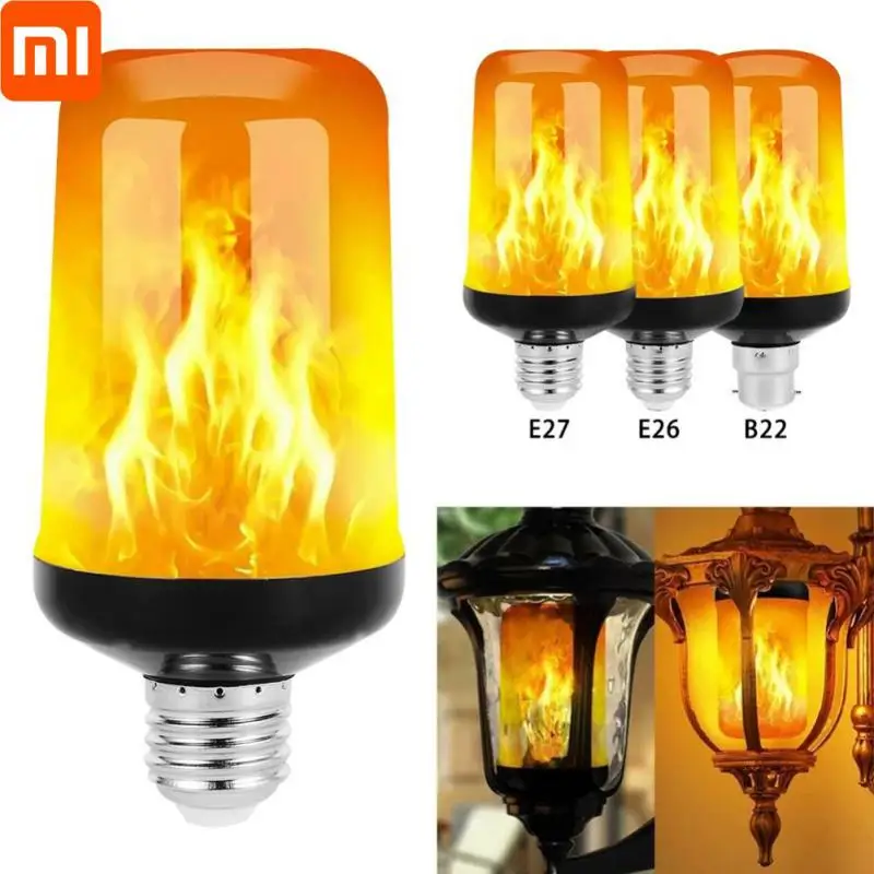 

Светодиодная лампа XIAOMI E27 с эффектом пламени, лампа-кукуруза E26 B22, Мерцающая Светодиодная лампа с эффектом динамического пламени, 3-5 Вт, 85-265 в