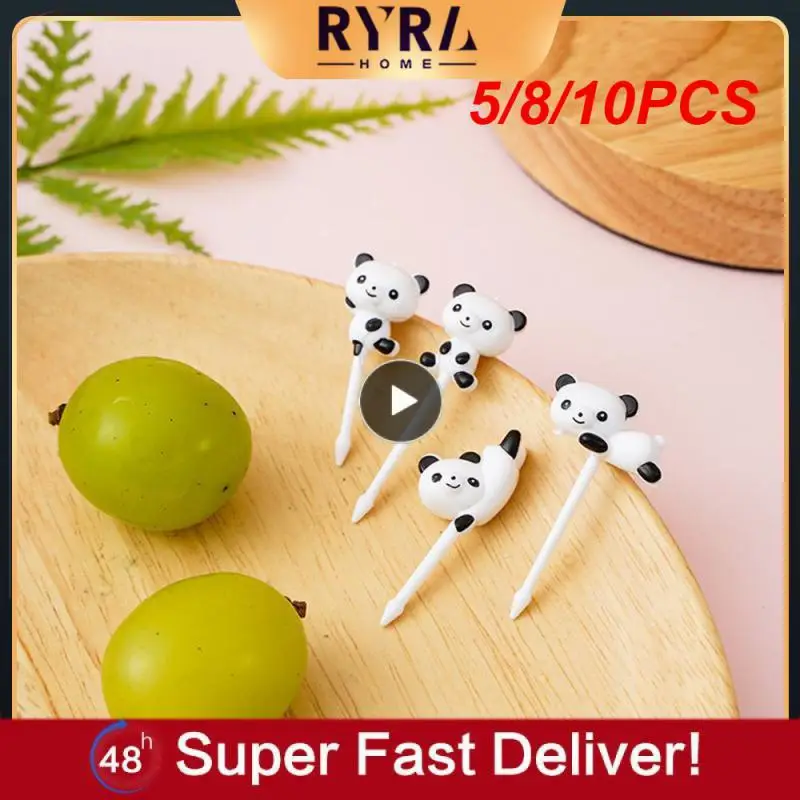

5/8/10PCS Snack Dessert Cake Picks Mini Cartoon Fruit Stick Food Grade Plastic Cute Panda Kids Snack Dessert Decoration Forks