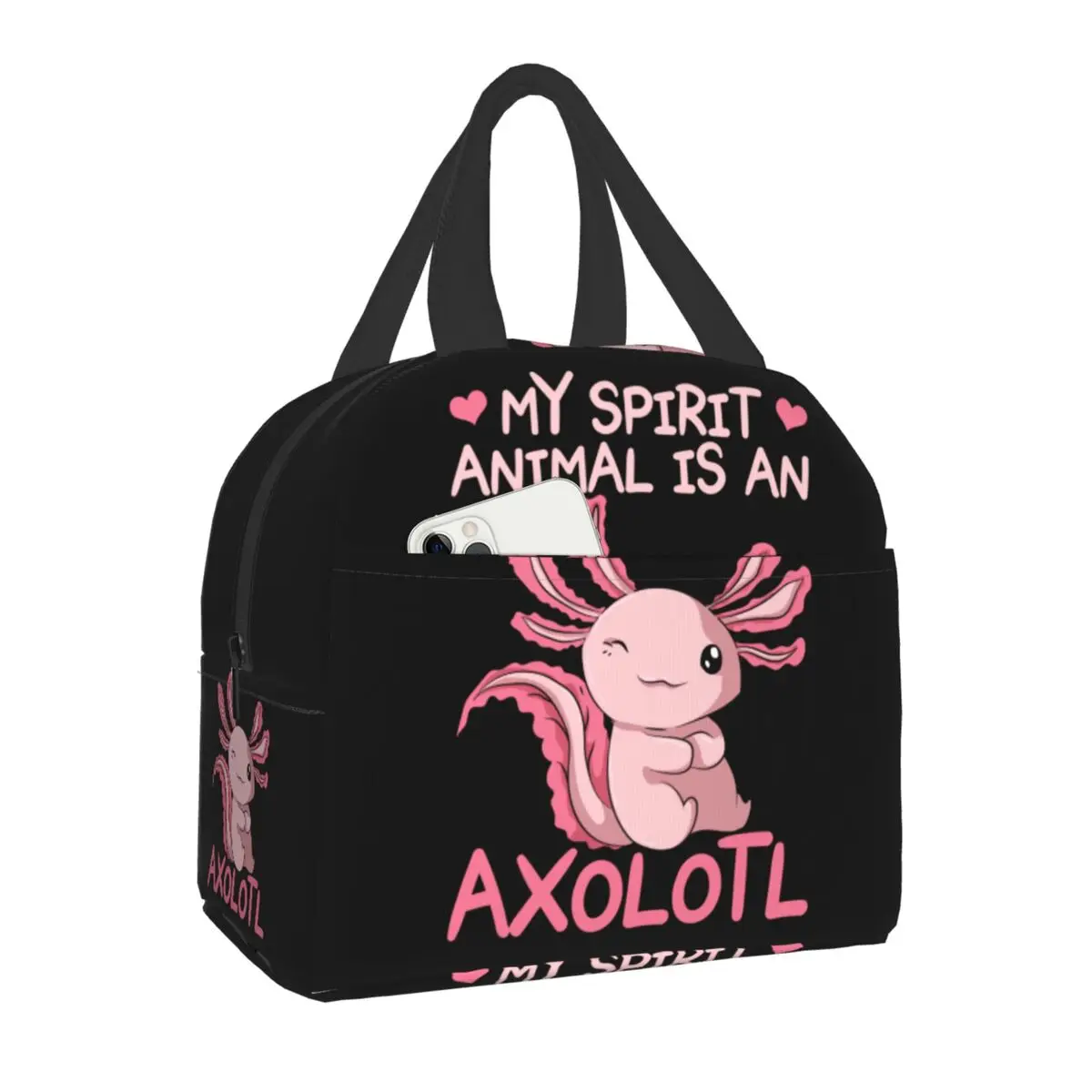 

My Spirit Animal Is An Axolotl Thermal Insulated Lunch Bag Women Portable Lunch Tote for School Office Outdoor Storage Food Box