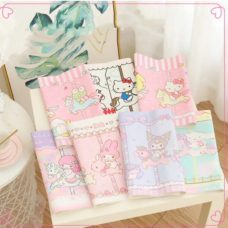 

Sanrio Kawaii Tablecloth Hellokitty Mymelody Kuromi Cartoon Carousel Series Table Mat Student Oil-Proof and Waterproof Placemat