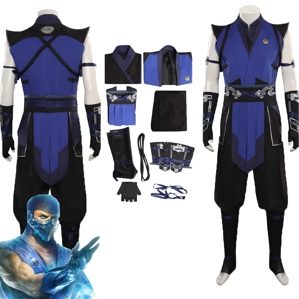 

Комплект одежды для косплея из игры Mortal Cos Kombat Sub-Zero, костюмы, аксессуары, наряды, карнавальный костюм на Хэллоуин для взрослых мужчин, ролевые игры
