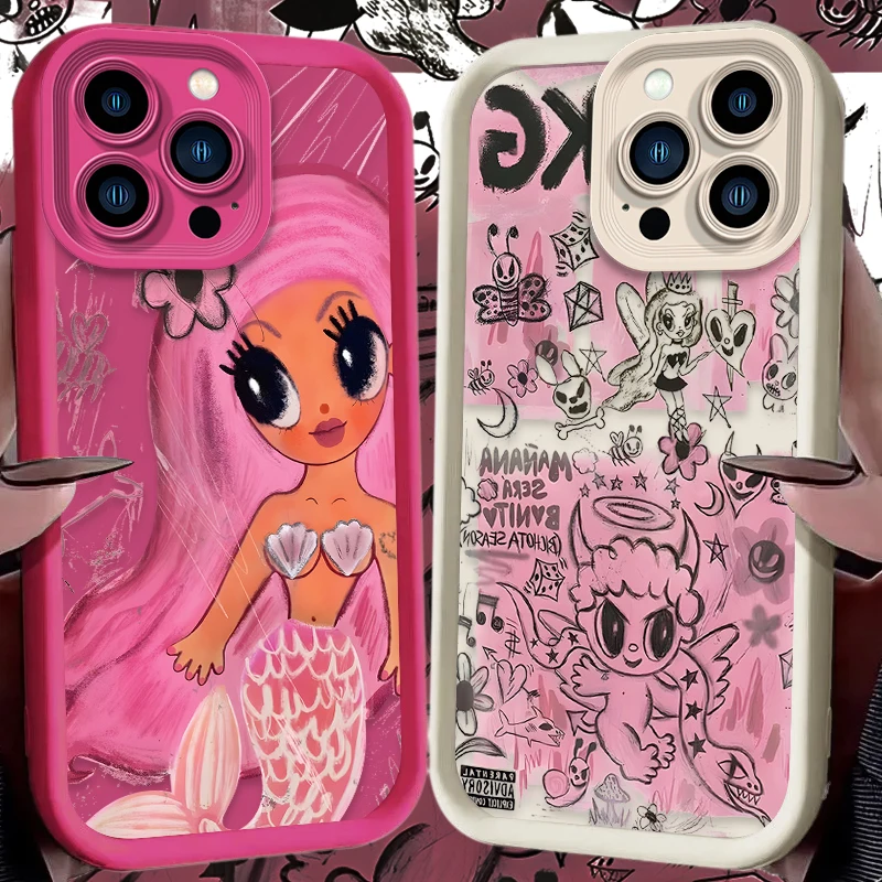 Beautiful Girl Lovely Case For iPhone 16 15 14 13 12 11 Mini Pro Max XR XS 7 8 Plus Phone Silicone Soft Y2K Covers