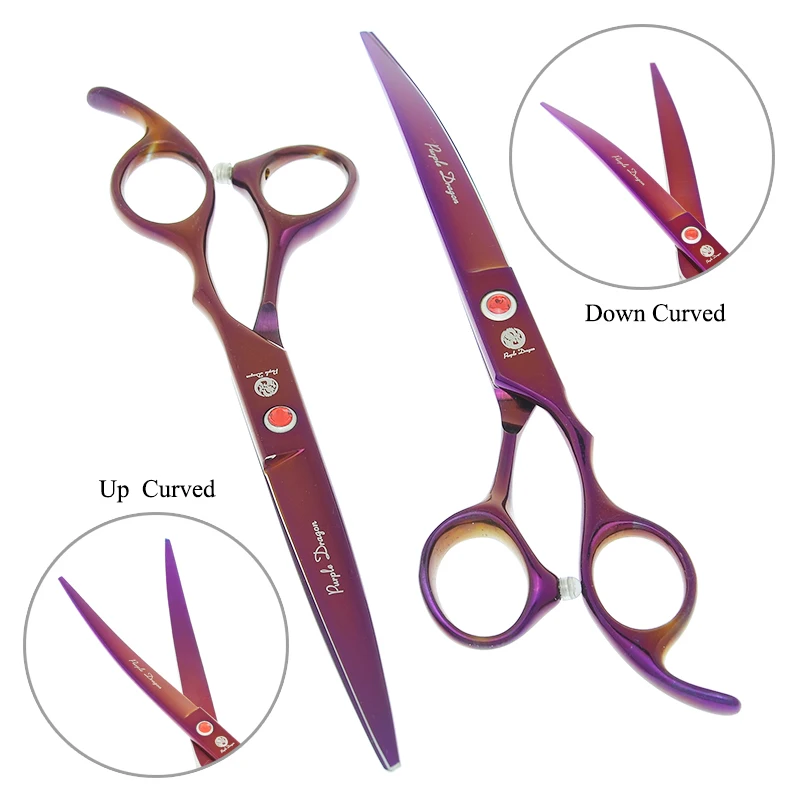 7 inch Purple Dragon Pet Grooming Scissors Set Straight Curved Shears Cat Dogs Cutting Thinning Fur Clipper for Groomer B0020B | Дом и сад