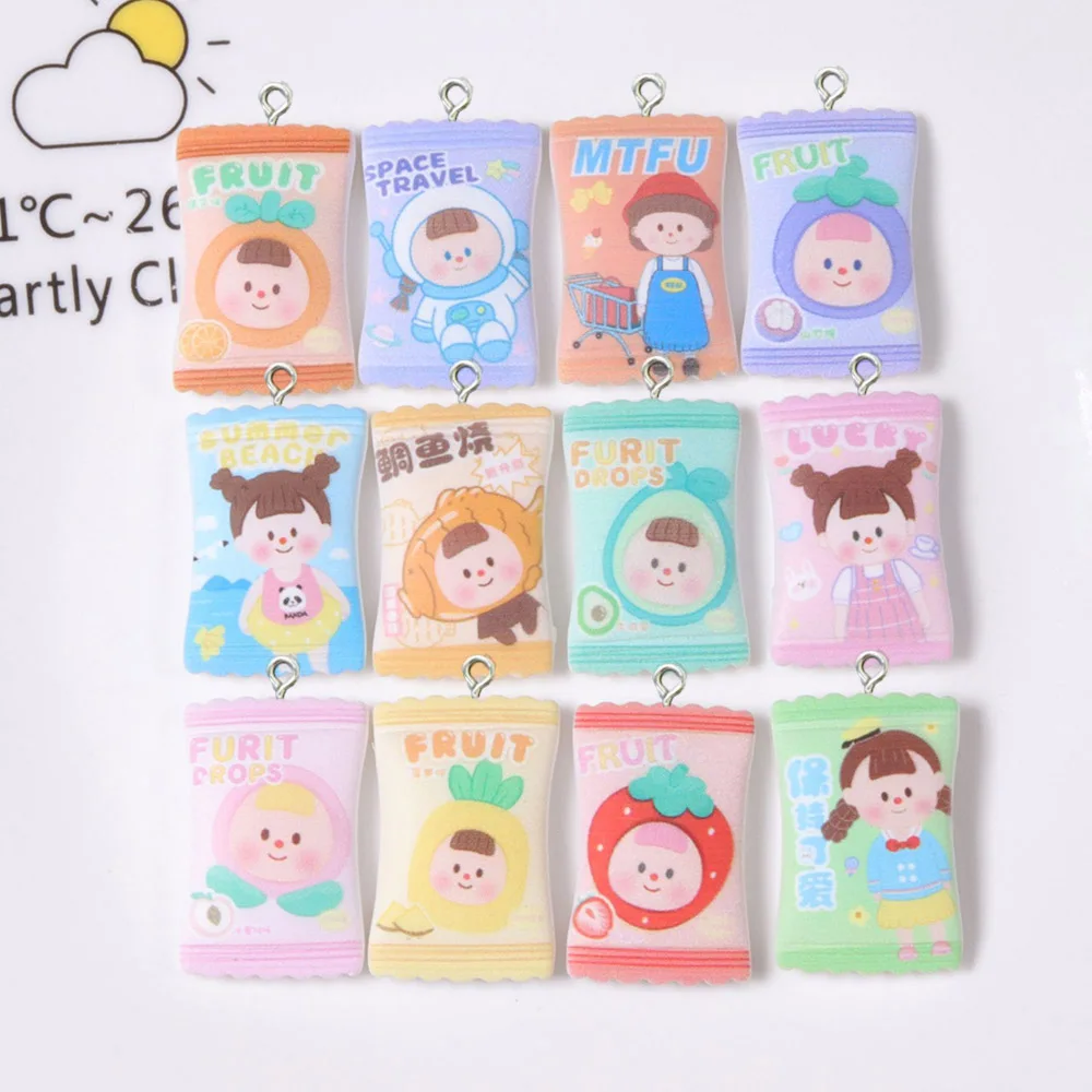 

10Pcs Cartoon Girl Candy Resin Charms Pendants for Jewelry Making DIY Findings Earrings Keychain Necklace Accessories
