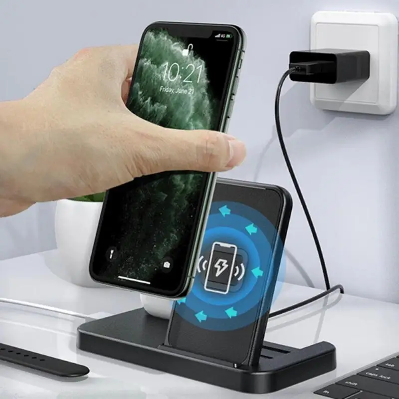 

Держатель сотового телефона для экономии места, портативный держатель для телефона, легкая Компактная Беспроводная подставка с двойной катушкой для быстрой зарядки, док-станция