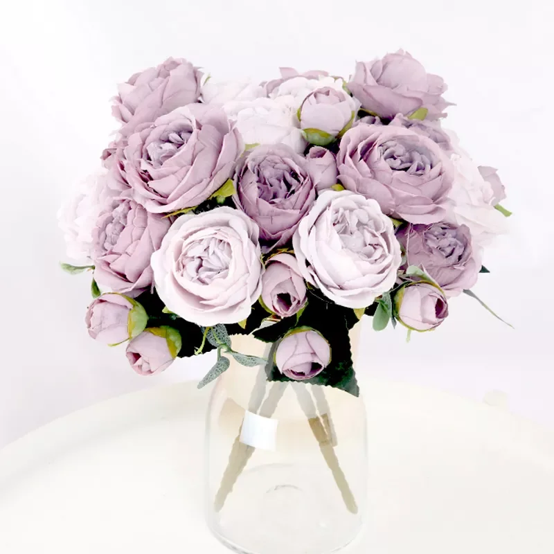 

1 Bouquet 9 heads Artificial Flowers Peony Tea Rose Autumn Silk Fake Flowers for DIY Living Room Home Garden Wedding Decoration