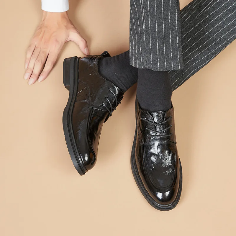 Фирменный слой из воловьей кожи дышащая с круглым носком формальная мужская