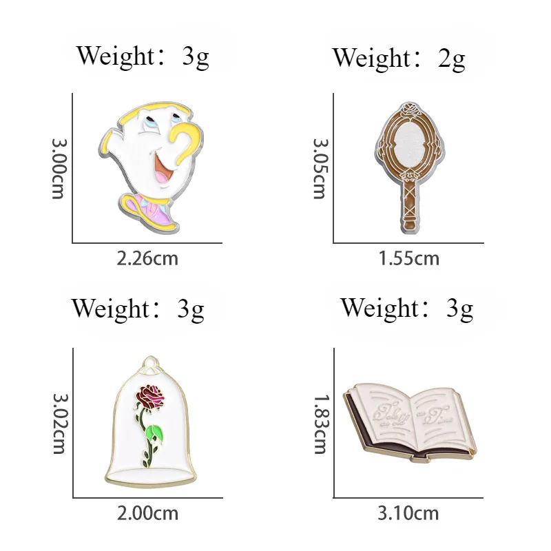 Значки для рюкзака из мультфильма Красавица и Чудовище