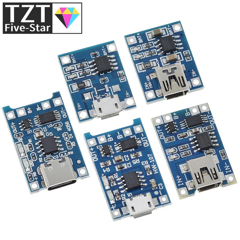 TZT 5 шт. Micro USB В 1A 18650 TP4056 модуль зарядного устройства для литиевой батареи зарядная