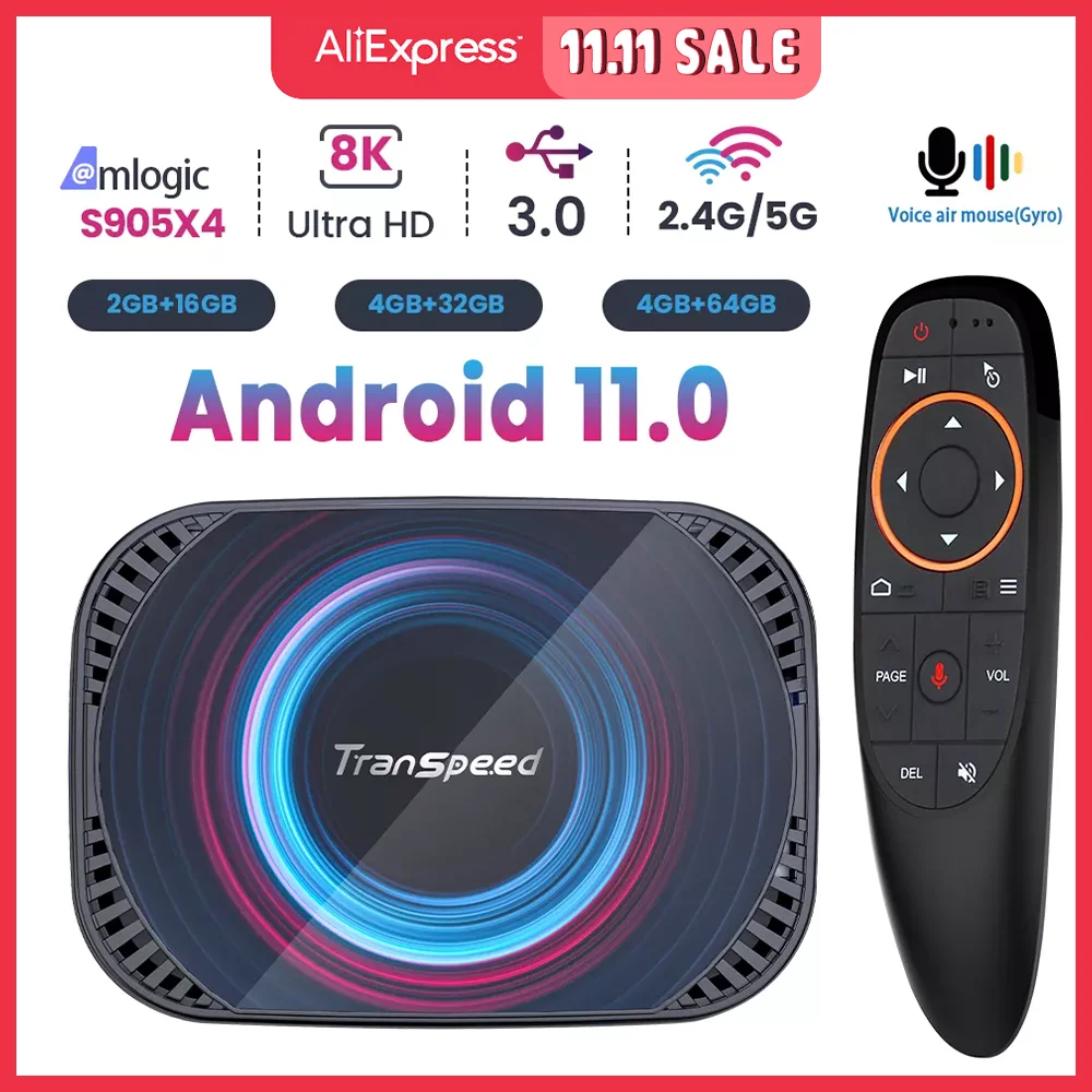 

Transpeed X4 Android 11 TV Box Amlogic S905X4 3D BT4.0 4G 32G 64G 128G Fast Dual Wifi Media Player 4K 8K Set top box