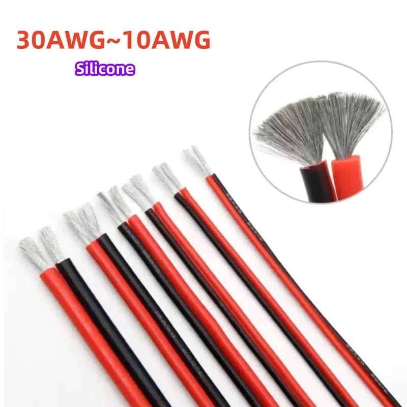 

2-контактный красный и черный силиконовый удлинитель 30awg 28awg 26awg 24awg 22awg 20awg 18awg 16awg-10awg луженая медная домашняя проволока