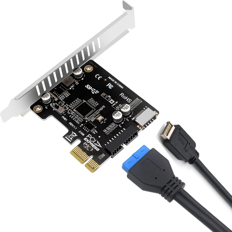 

PCIE PCI Express X1 To USB 3.0 Type-E (Front TYPE-C) USB3 19P 20Pin Expansion Card PCI-e USB3.0 Controller Adapter Add on Cards