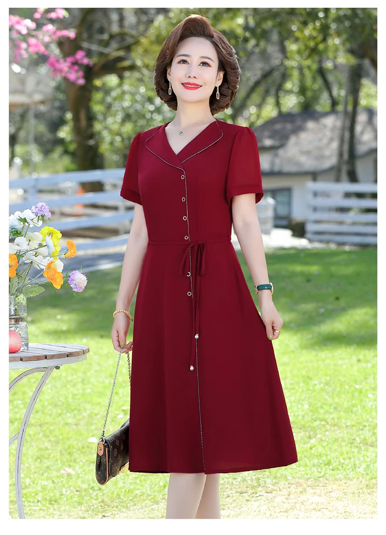 

2022 Casual Chiffon Dress For Women cocktail Short Sleeve Beach Women's Dress Solid Midi Dresses