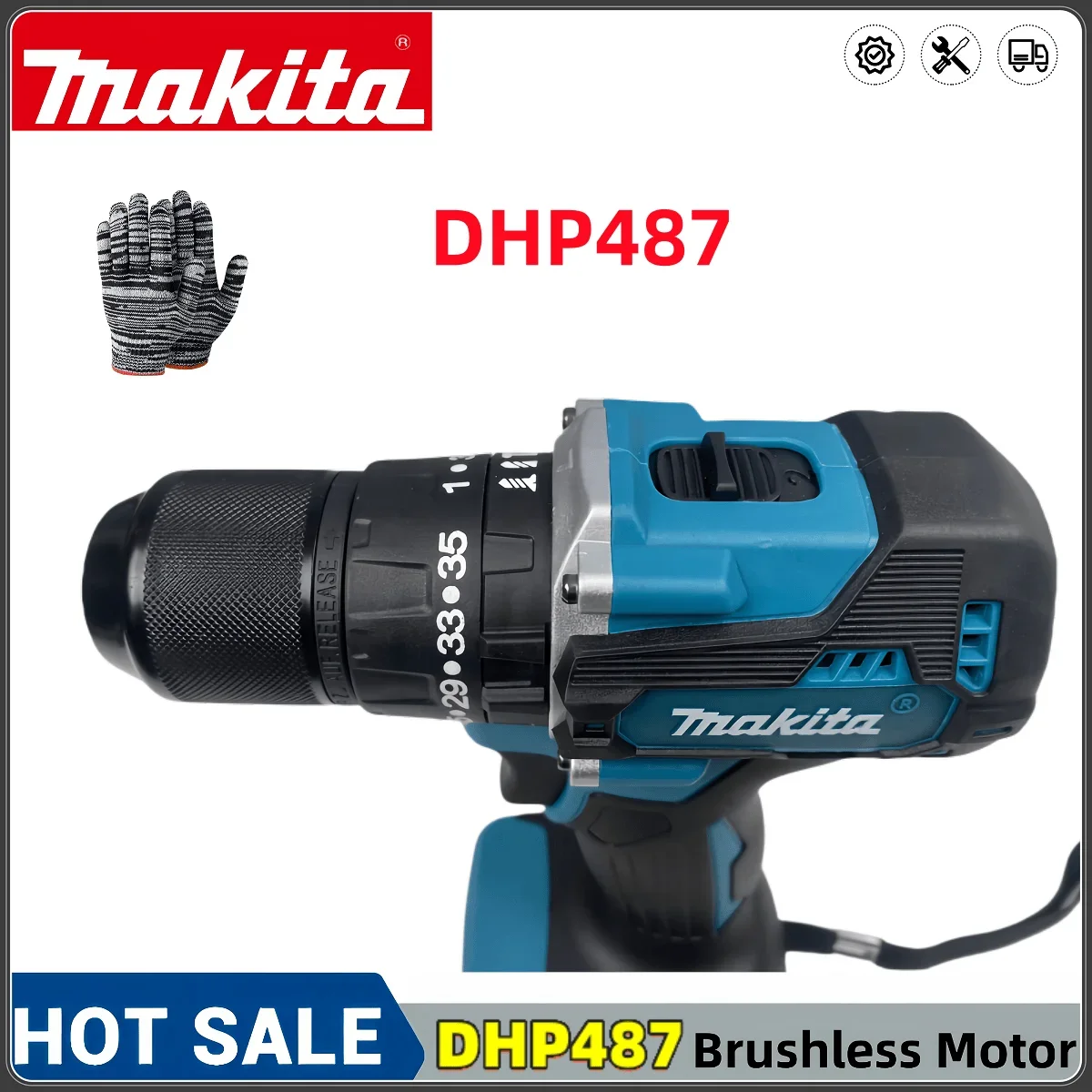 Makita Новый DHP487 13 мм Аккумуляторная ударная дрель 18VLXT Бесщеточный двигатель