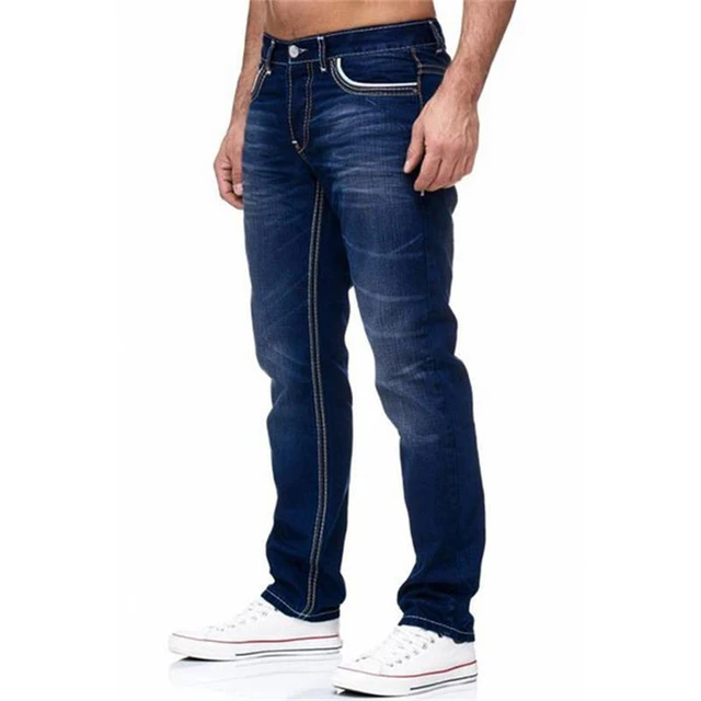 Straight Jeans Men Washed no hole Jean Spring Summer Boyfriend Jeans Streetwear Loose Cacual Designer Long Denim Pants Trousers 5