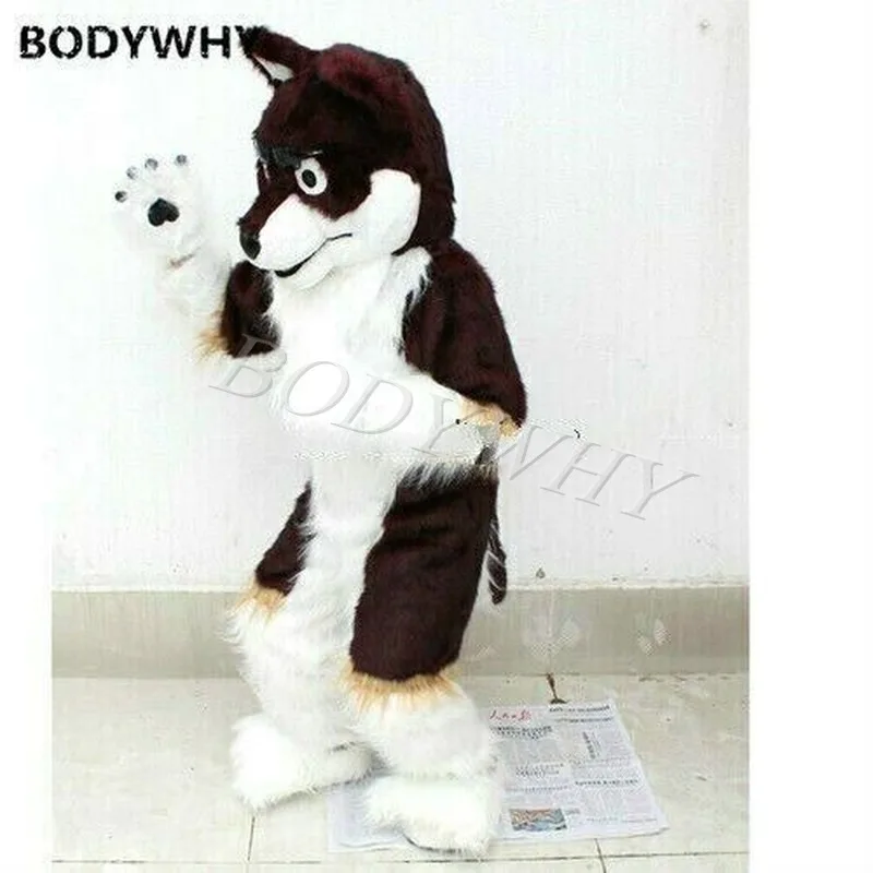 Halloween Outdoor Party Husky Dog Wolf Fursuit Furry Costume Mascot Suit Cosplay Fancy Dress Outfits Parade |