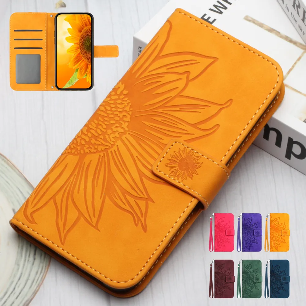 

Leather Card Cover for ZTE Libero 5G II III Blade A72 V40 Vita V30 L210 A71 A51 A31 A7P Axon 30 20 Sunflower Flip Wallet Case