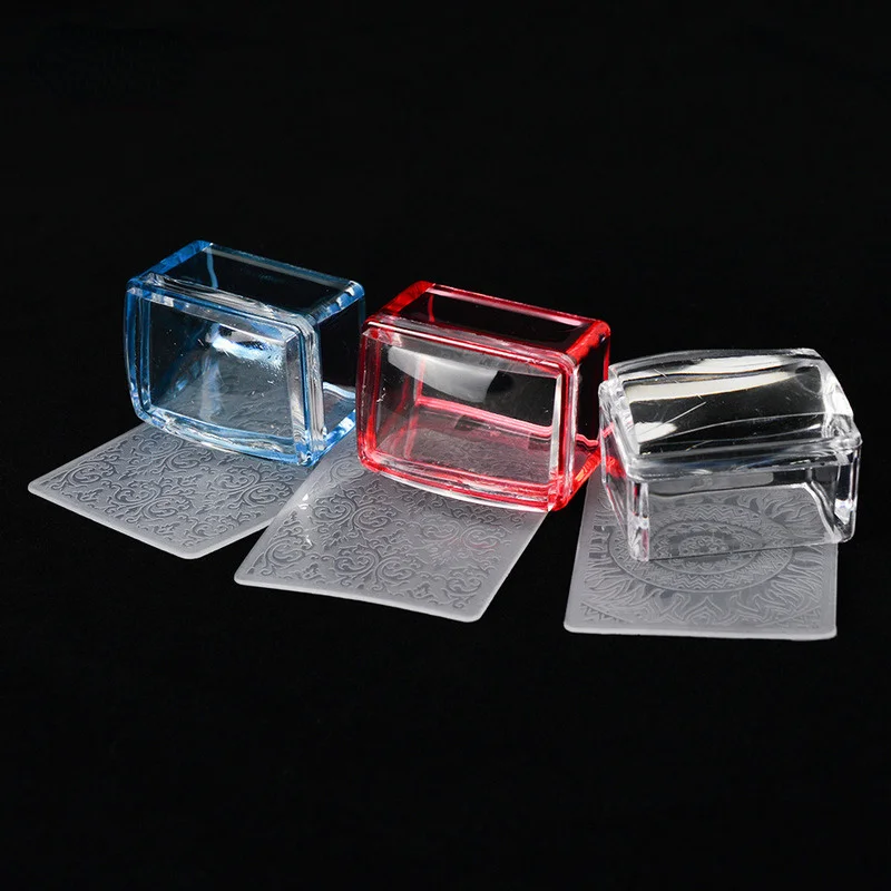 

Nail Salon 4*3*2cm Pure Clear Jelly Nail Art Stamper Scraper Set Print Silicone Marshmallow Nail Stamp Stamping Printing Tools