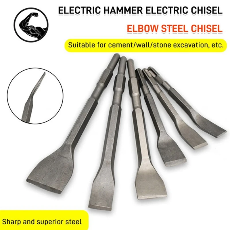 

Electric Elbow Chisel For Slotting and Wall Drilling Square/Hexagonal Handle Curved Chisel Shovel For Electric Hammer Pickaxe