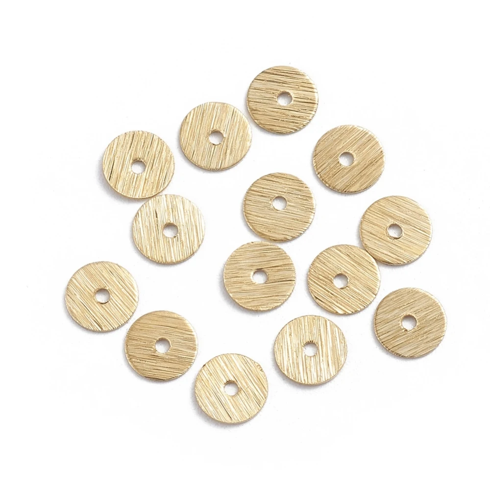 

50pc Brass Spacer Beads Long-Lasting Plated Heishi Beads Disc Golden 6x0.5mm Hole: 1.2mm