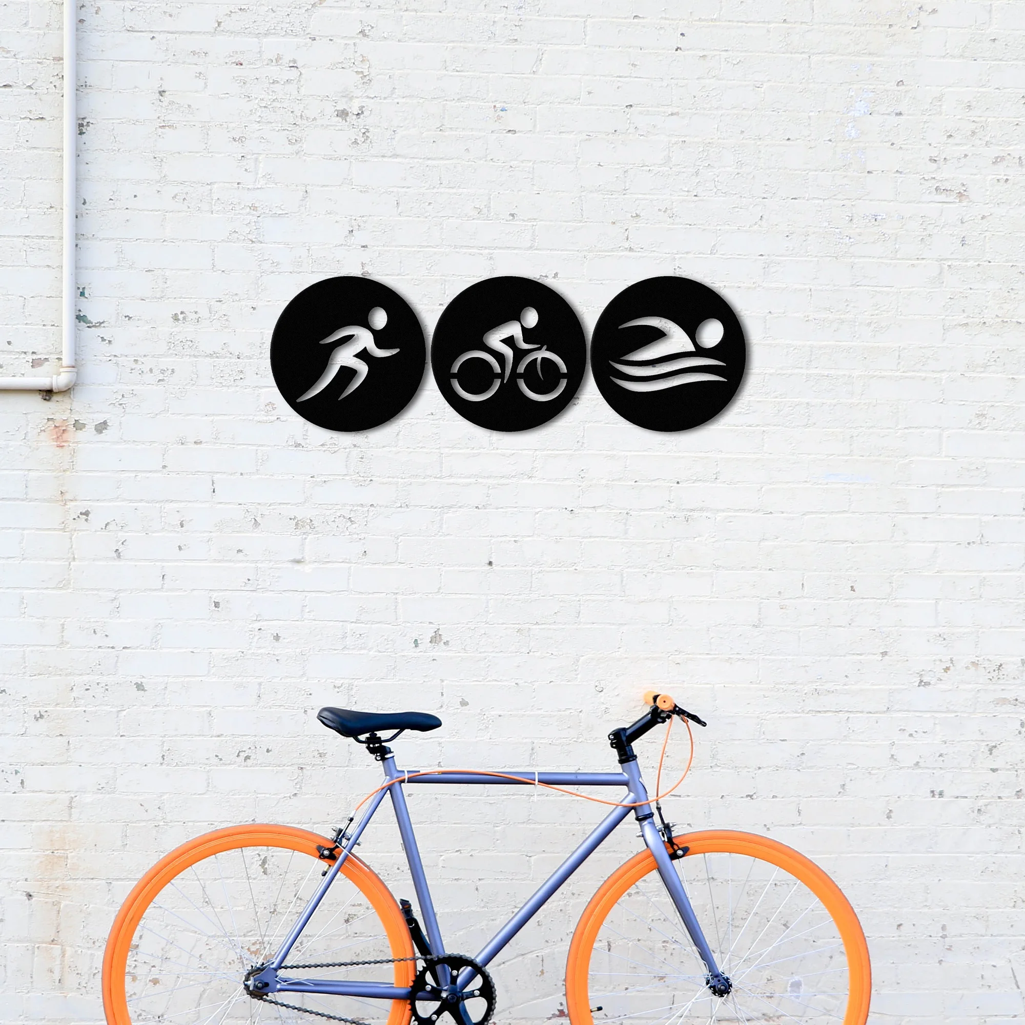 

Triathlon Swim Cycle Run Set Hanging Ornament Metal Wall Art Home Decor Interior Office Decoration Gifts