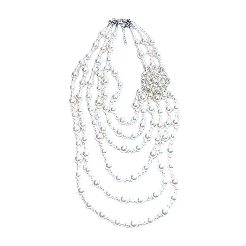 LXAE женские элегантные многорядные серьги из искусственного жемчуга ожерелье и