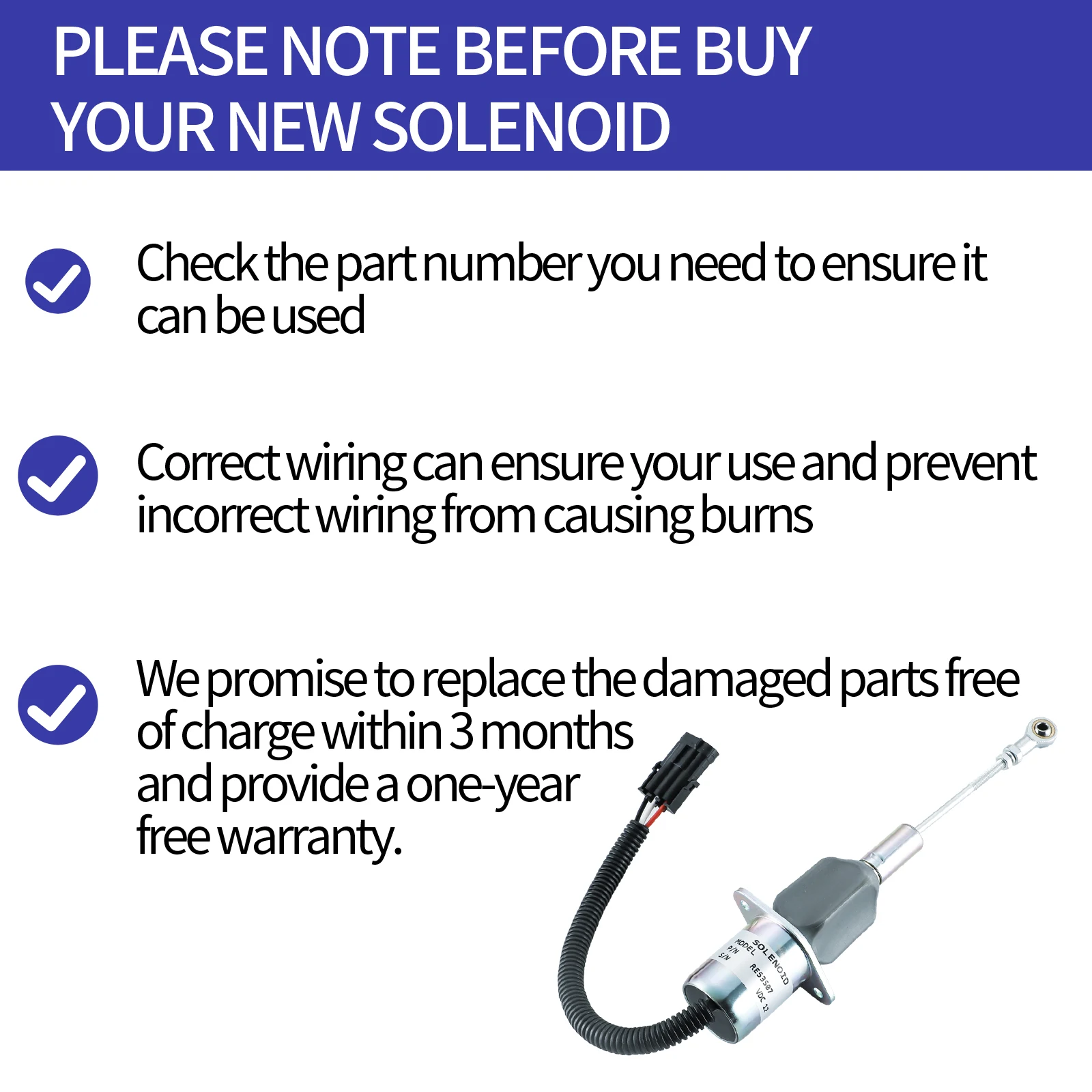 Соленоид отключения подачи топлива 12 В RE53507 для тракторов John Deere 2254 2256 2258 2264 2266 1450