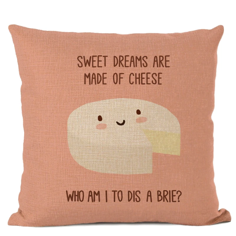 Набор скандинавских подушек для дома и детской комнаты с милыми карикатурными изображениями еды: горячий дог, апельсин и арбуз, в наволочках размером 45х45 см.