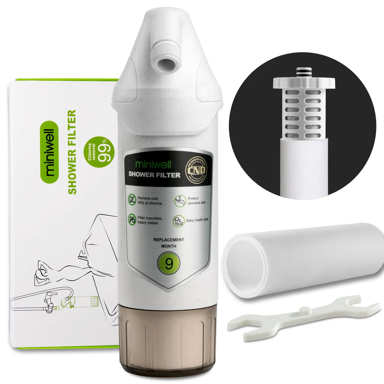 

Miniwell Bathroom Shower Head With Filter L720-PLUS - Carbon Water Filter