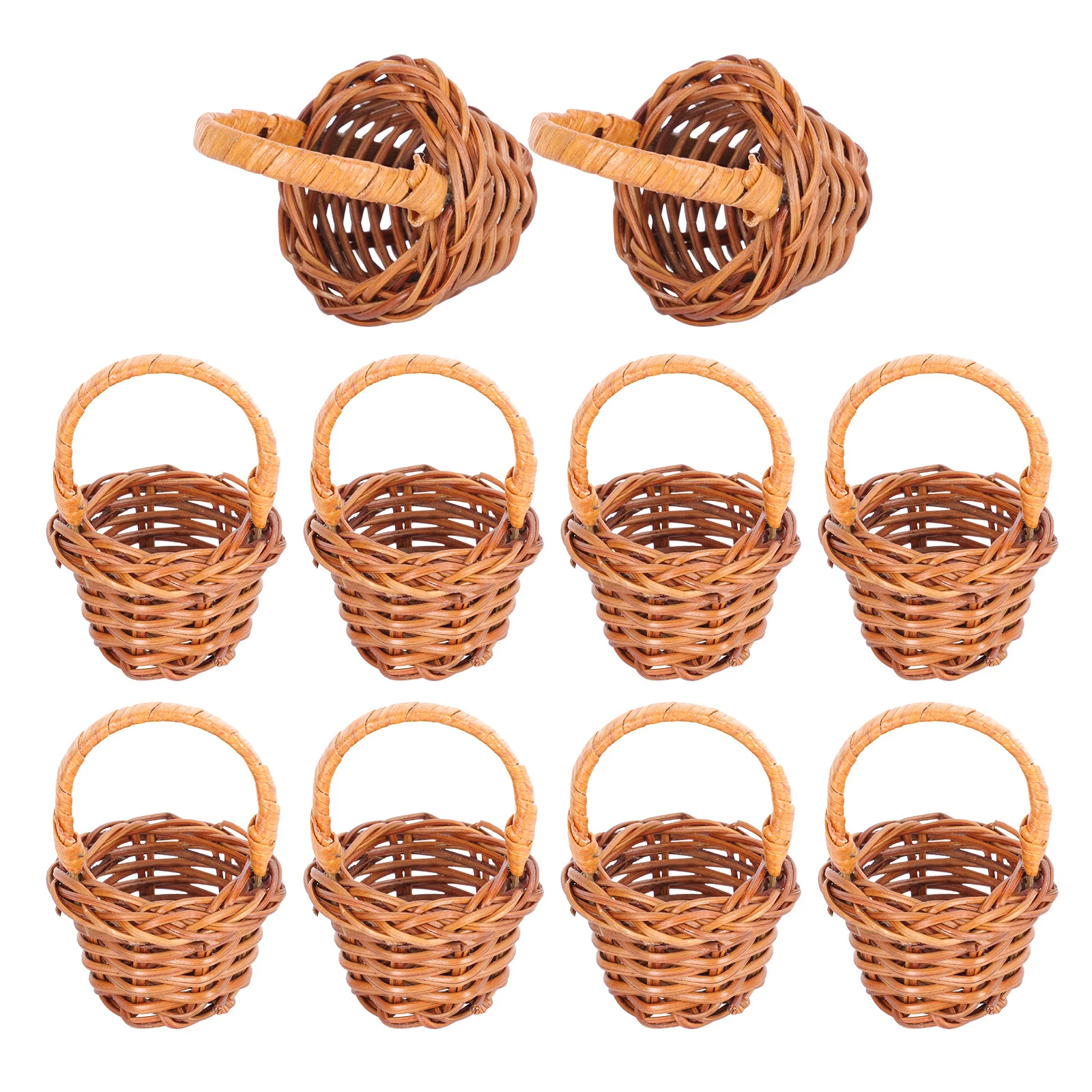 

Basket Mini Baskets Flower Wicker Woven Miniature Rattanpicnic Smallfruittiny Storage Handle Wedding Favors Party Willow Girl