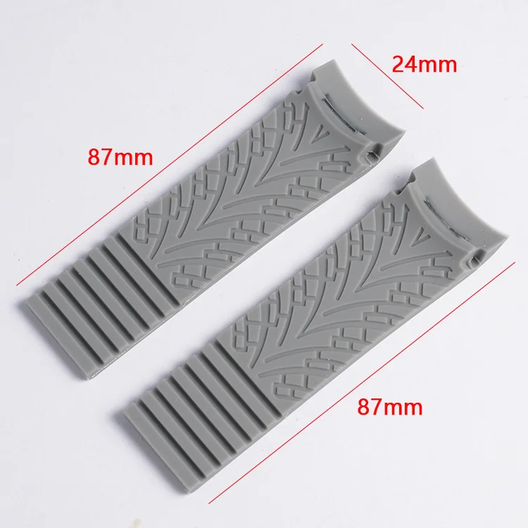Black Grey New Silicon Rubber Replacement Diver Watch Band Strap For Porsche 24mm