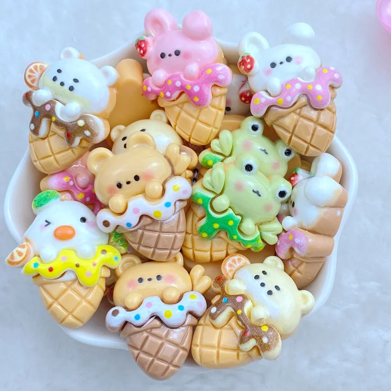 8 шт. новый милый полимерный мини Кролик Лягушка маленький Медвежонок мороженое с