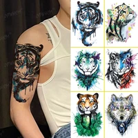womens body protection tattoo wolf stickers festival temporary tattoos tiger animal free shipping body art fake removable tatoo