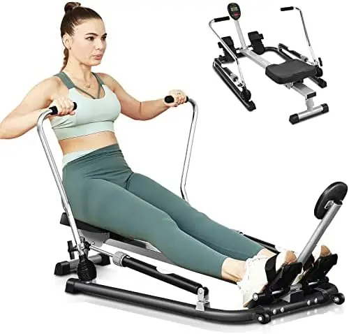 

Machines for Home Use, Hydraulic Rowing Machine Foldable with 12 Resistance Levels & Upgraded LCD Monitor, Rower with Comfor