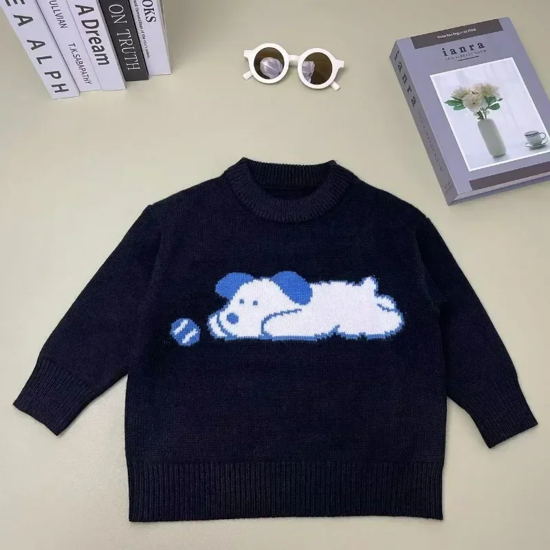Корейский вязаный свитер для маленьких мальчиков и девочек зима 2024 милая