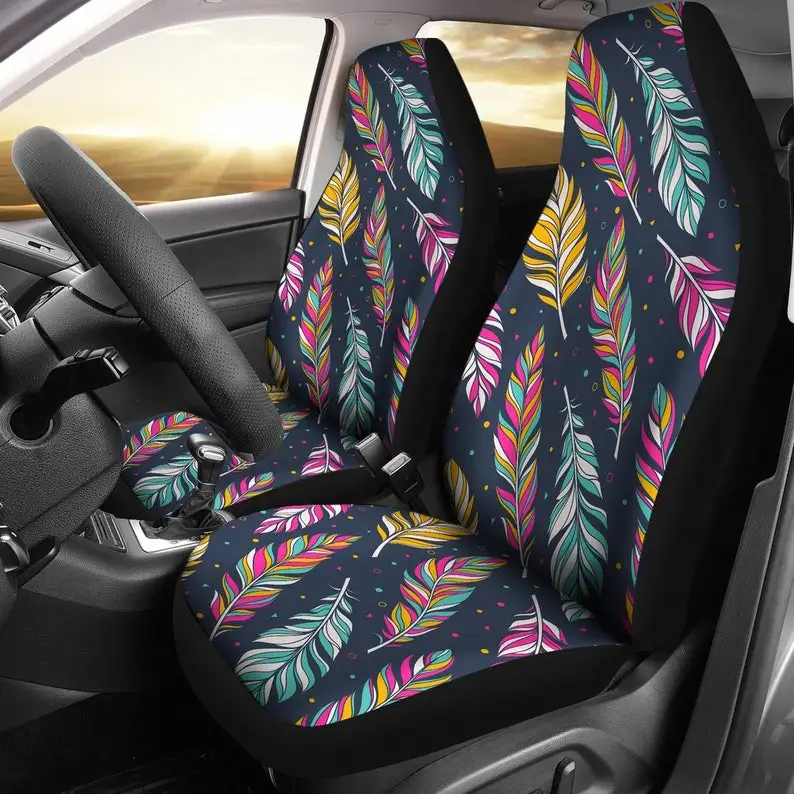 

Colorful Feathers Navy Car Seat Covers Pair 2 Front Seat Covers Car Seat Protector Car Accessories