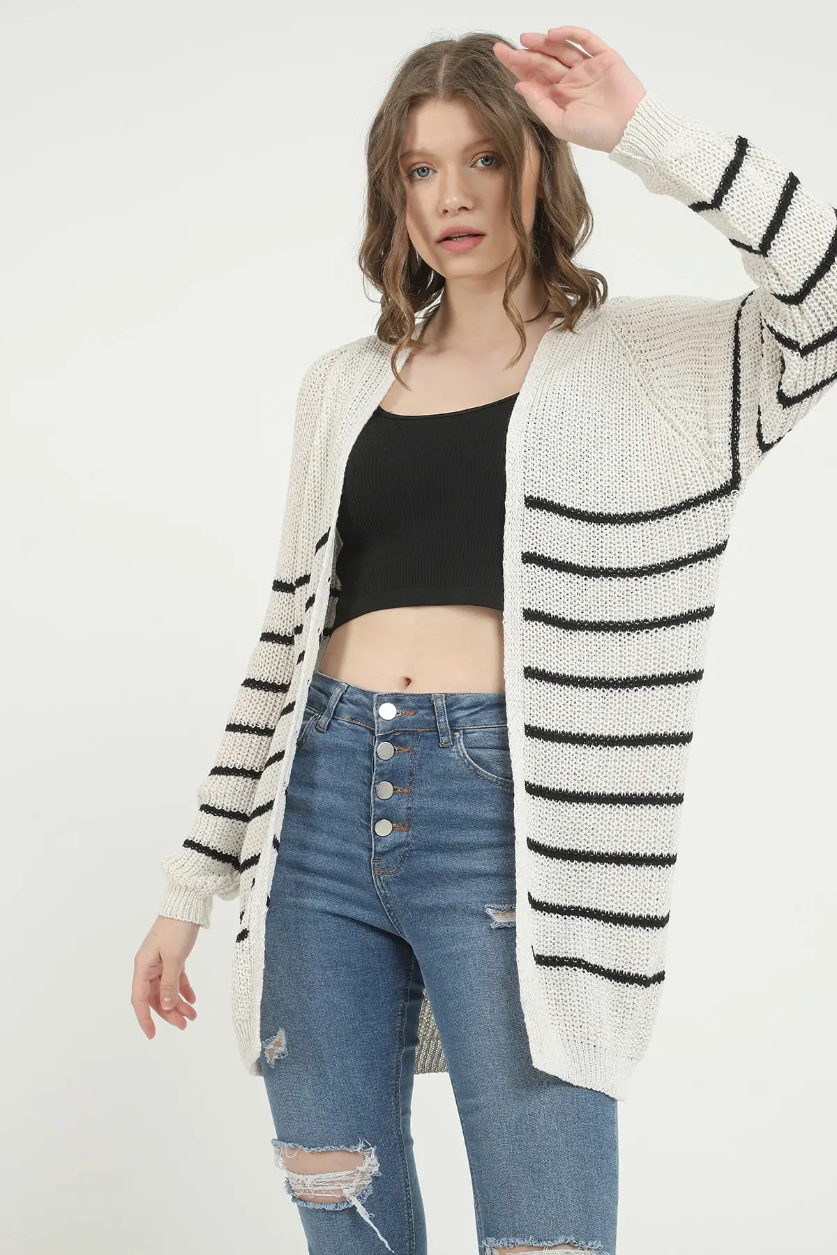 

Women's Cardigan Striped Casual Knitted High Quality Fashion Cardigan Sweaters Loose Sweater Jumper