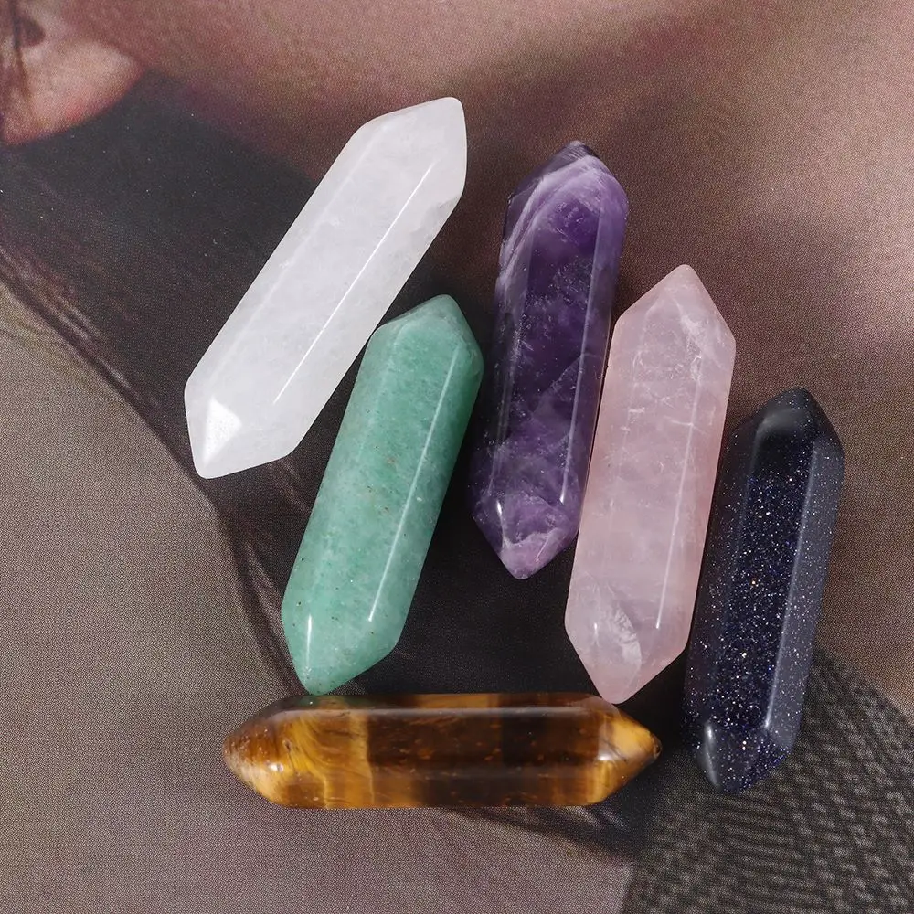 

Rose Quartz Green Aventurine Home Statue Mini Ornament Hexagonal column Pattern Healing Stone Natural Stone Healing