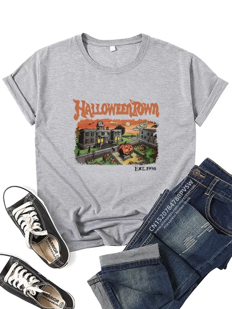 Футболка женская графическая в виде тыквы для Хэллоуина Y2K