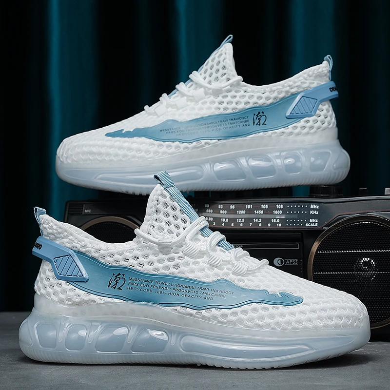 White Men's Sneakers High Quality Shoes For Men Mesh Breathable Summer Casual Walking Sneaker Tenis Zapatillas Hombre