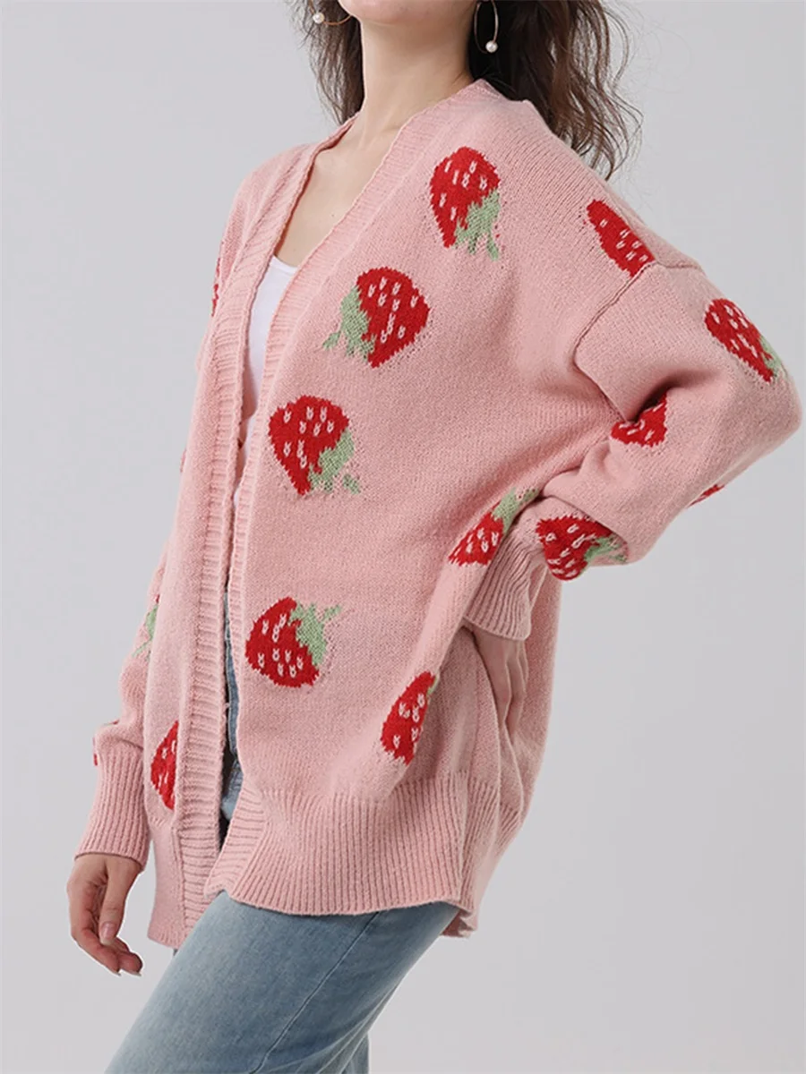 Женский вязаный кардиган с длинным рукавом