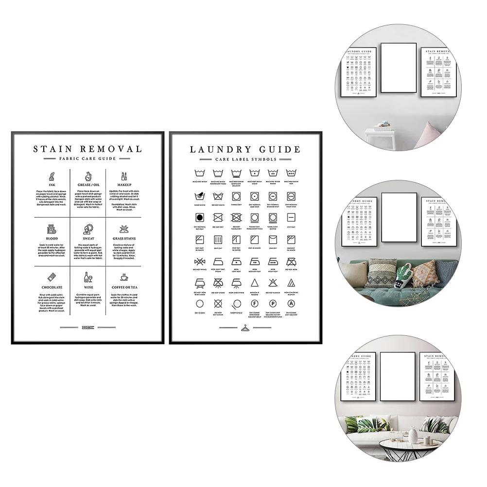 

2 Pcs Laundry Room Painting Signs Decor Retro Posters Nursing Accessories Mural